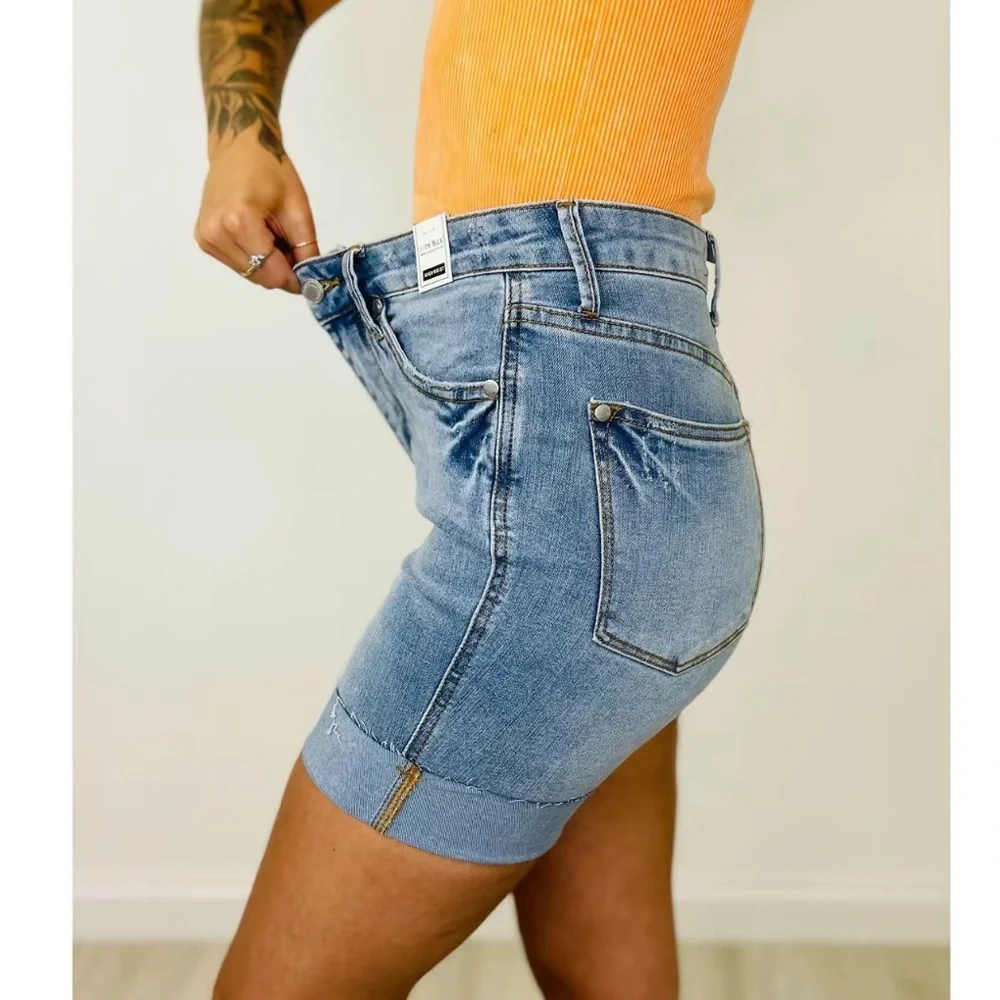 Judy Blue Cool Denim Tummy Control Shorts, Small Inseam 7.5”-9” Bermuda - Picture 9 of 11